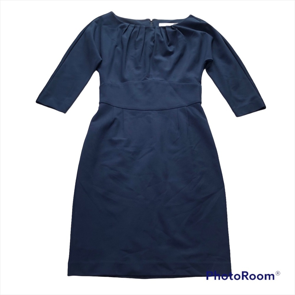 Trina Turk Navy Blue Long Sleeve Sheath Dress